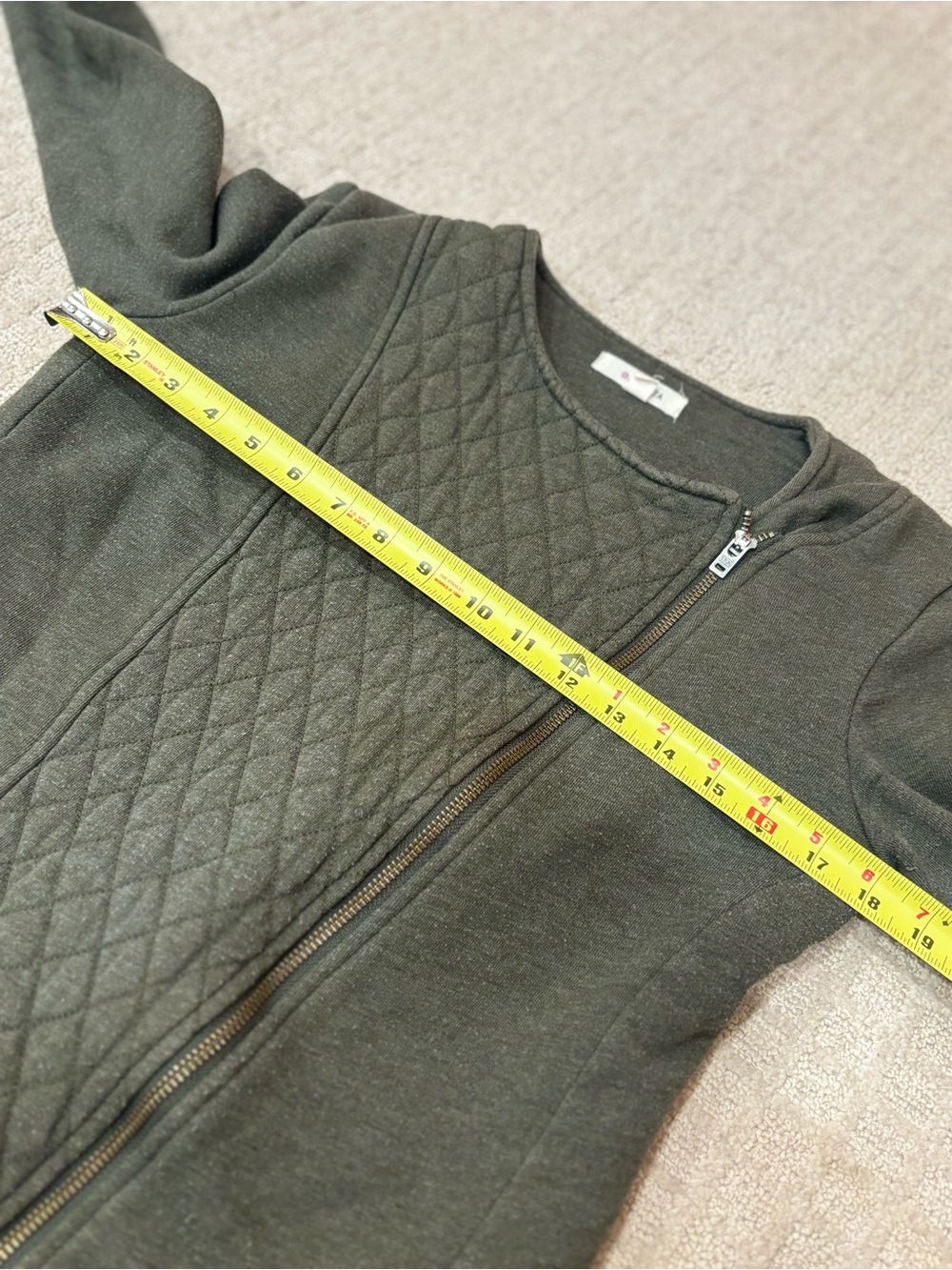 Athleta Belvedere Moto Jacket Olive Green Asymmetrical Zip Quilted Womens Medium - Picture 2 of 9